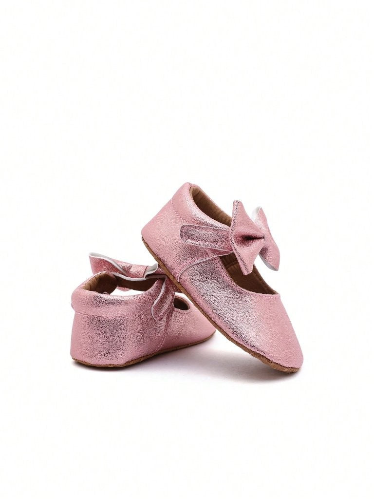 Baby Pink Bowknot Glitter Shoes