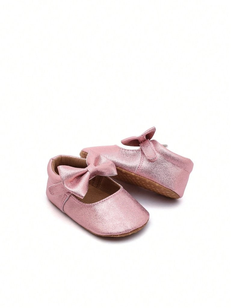 Baby Pink Bowknot Glitter Shoes