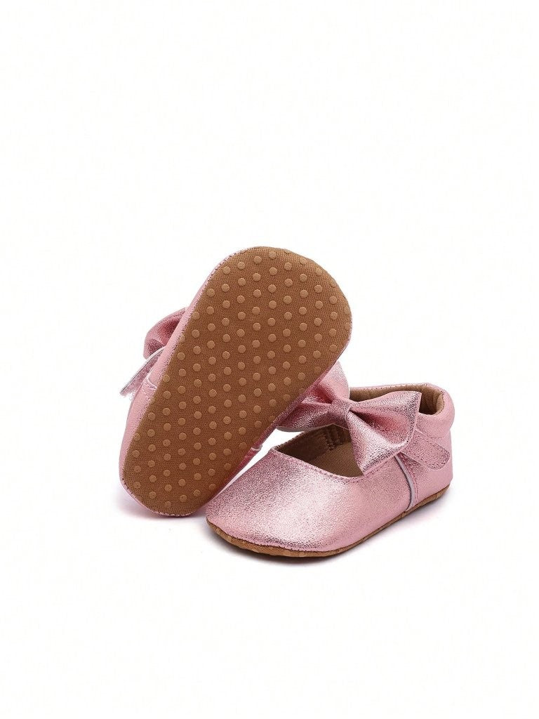 Baby Pink Bowknot Glitter Shoes