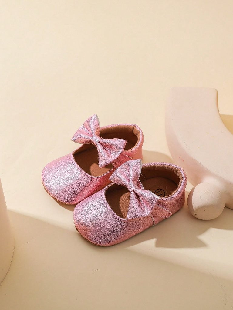 Baby Pink Bowknot Glitter Shoes