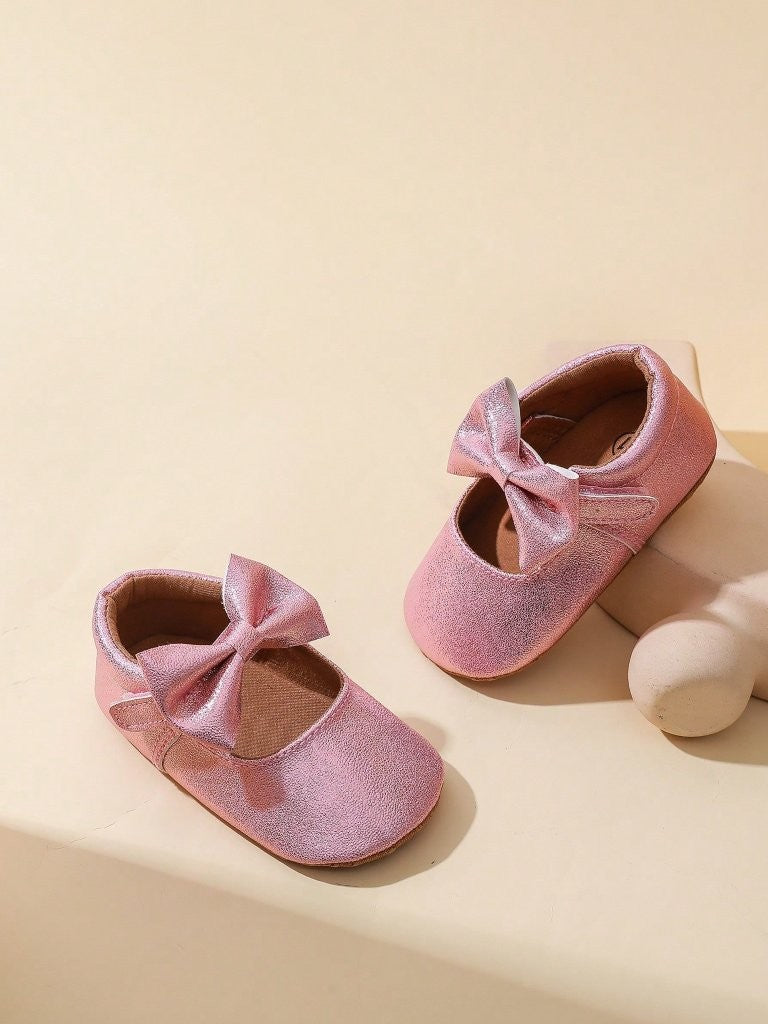 Baby Pink Bowknot Glitter Shoes