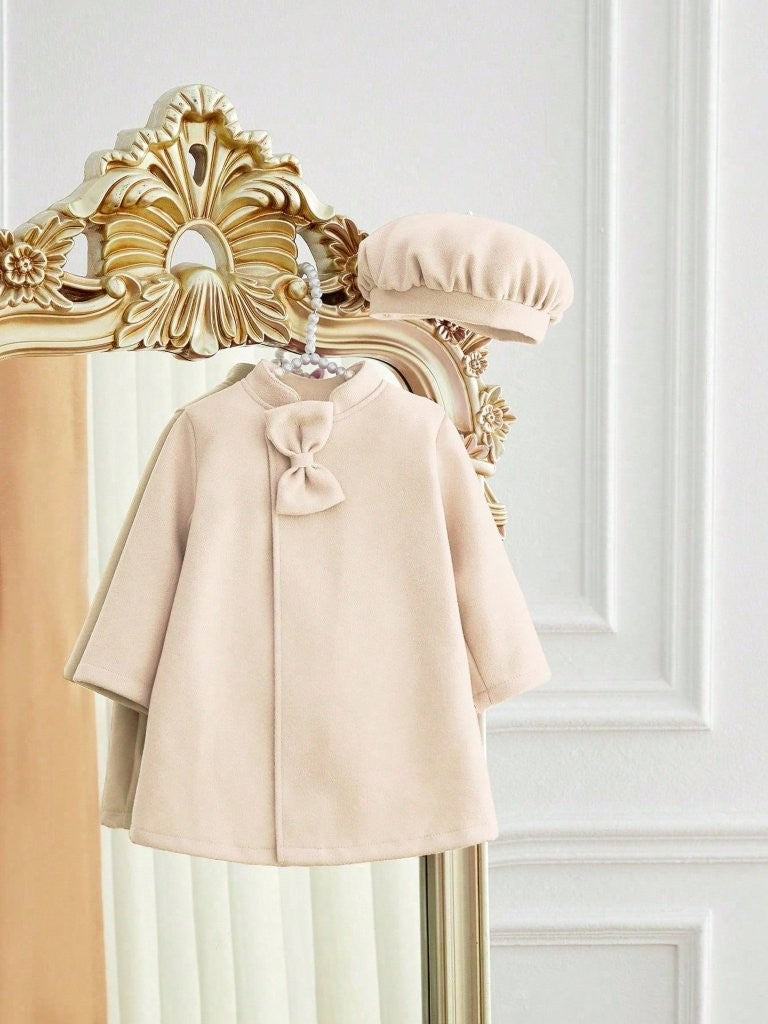 Baby Apricot Bow Coat With Hat