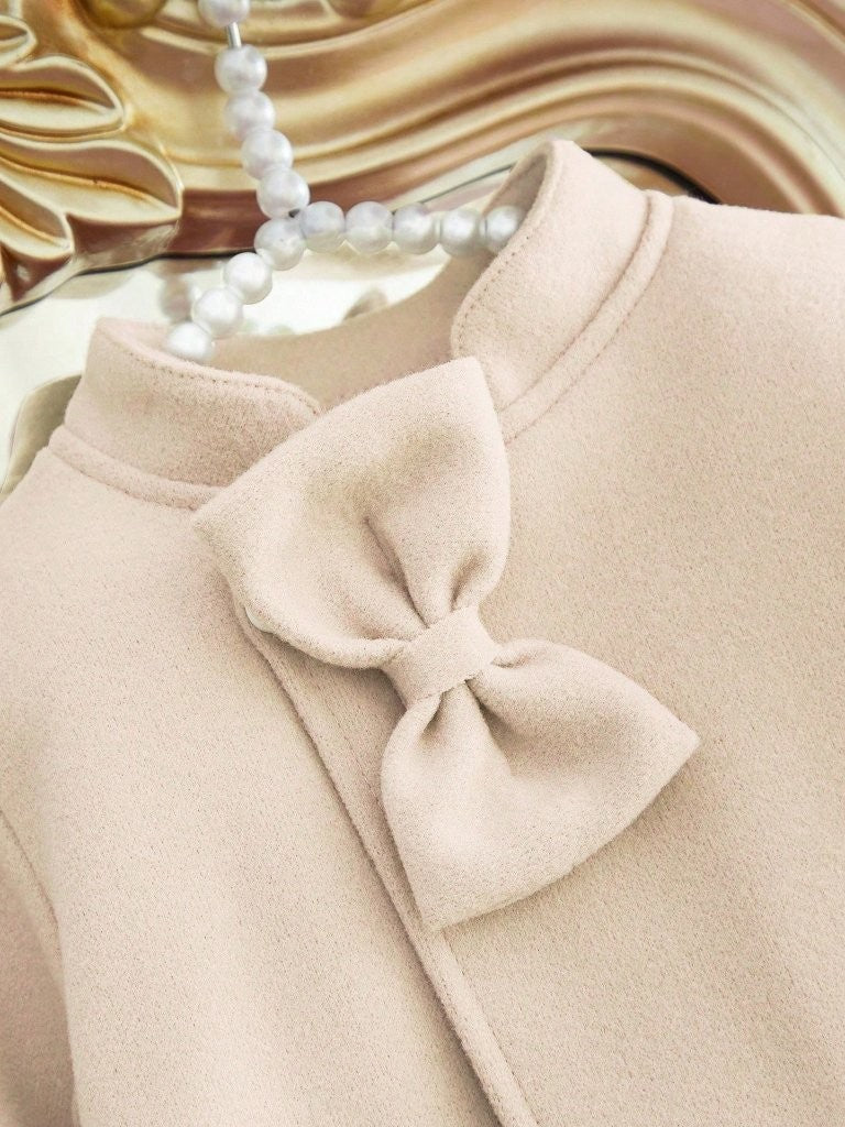 Baby Apricot Bow Coat With Hat