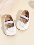 Baby White Elastic Band Strap Bow Shoes