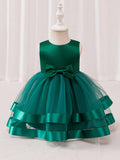 Baby Dark Green Elegant 3 Layer Tulle Dress
