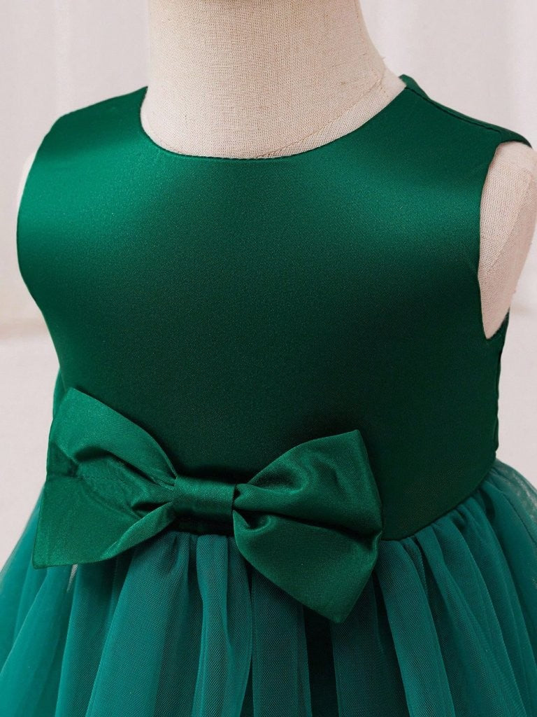 Baby Dark Green Elegant 3 Layer Tulle Dress