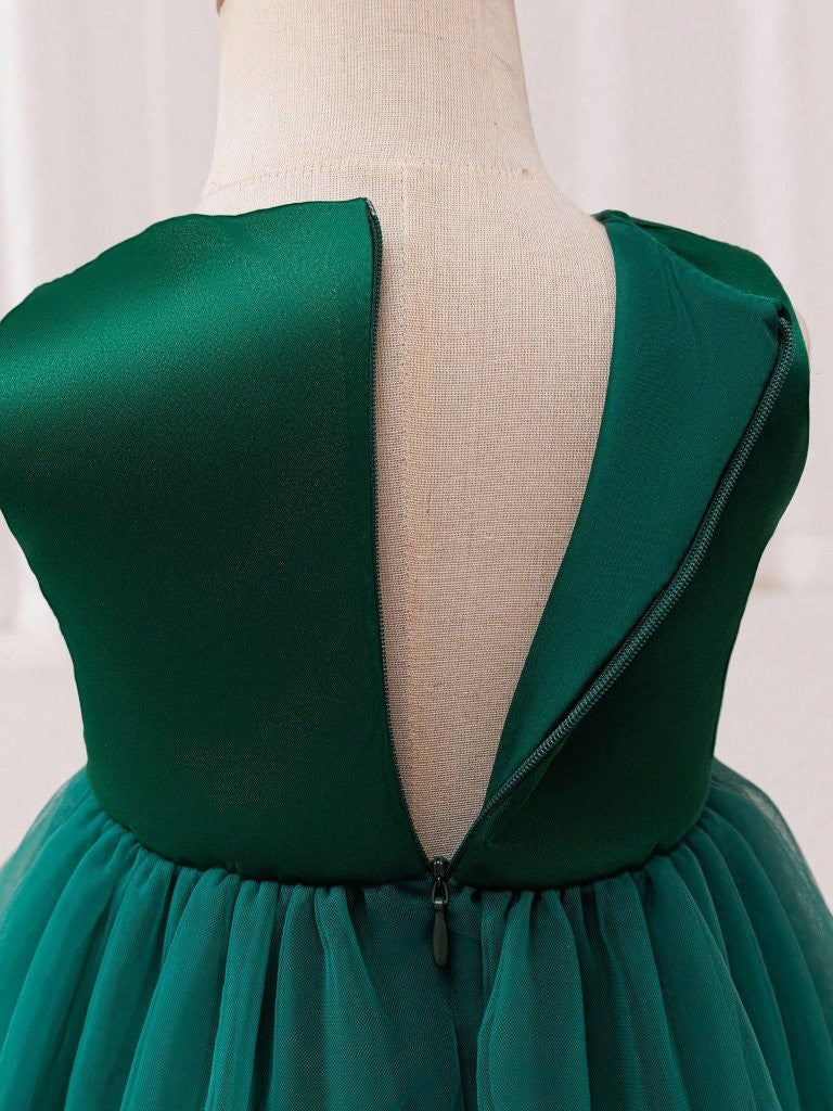 Baby Dark Green Elegant 3 Layer Tulle Dress