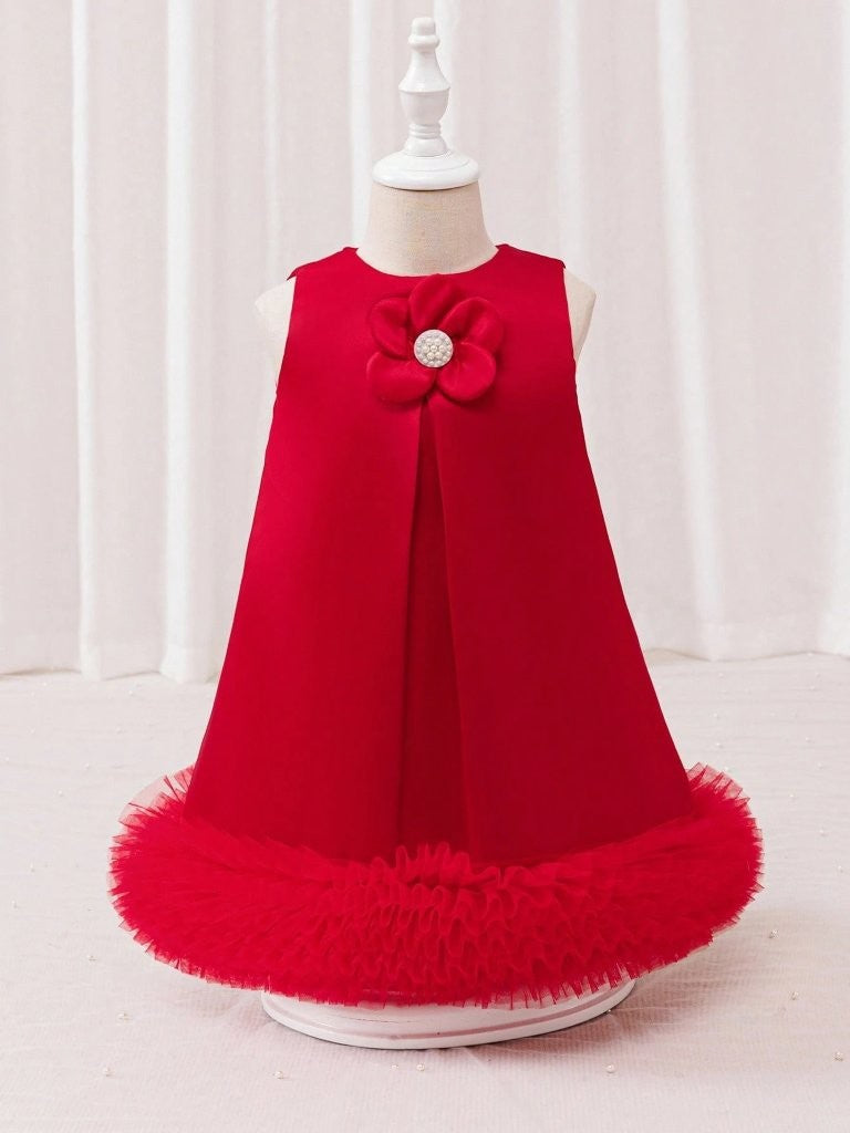 Toddler Girls Ruffle Trim Tulle Princess Dress