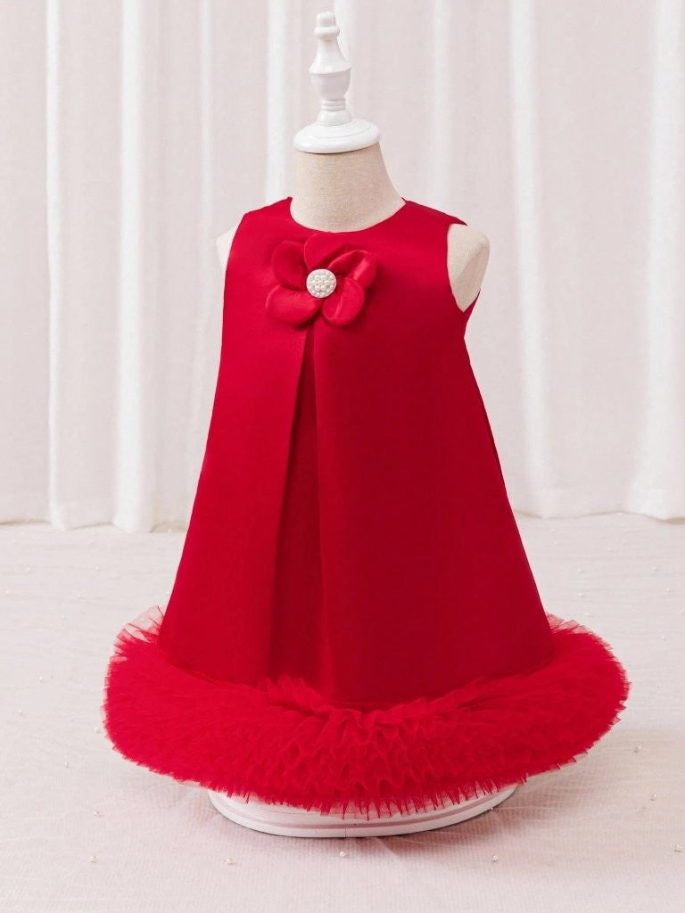 Toddler Girls Ruffle Trim Tulle Princess Dress