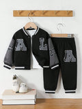 Baby Letter Varsity Jacket And Pants Set