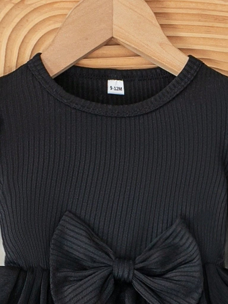 Baby 3 Layered Tulle Bow Dress Black