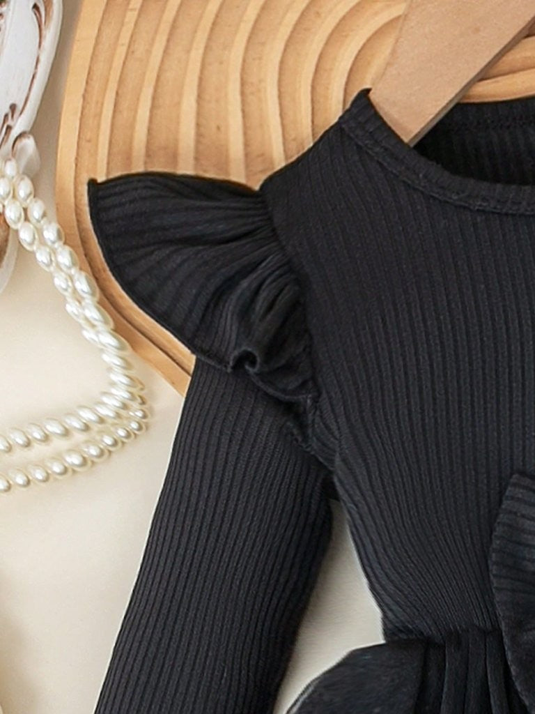 Baby 3 Layered Tulle Bow Dress Black