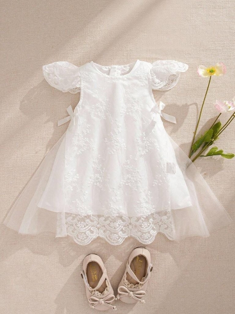 Baby Princess Lace Double Side Bow Dress