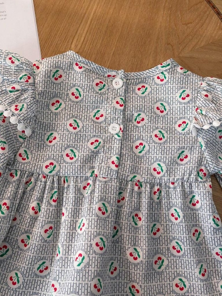 Baby 3 Piece Cherry Pattern Top With Leggings Set