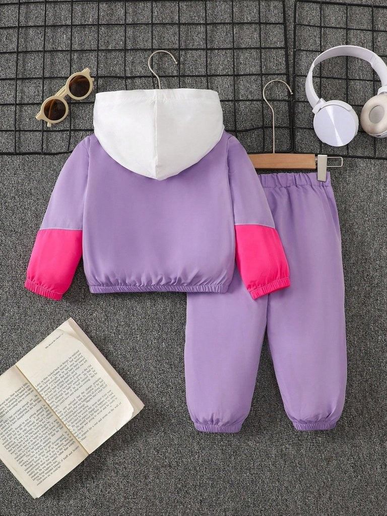 Baby 2 Piece Hooded Windbreaker Jacket And Pants Set