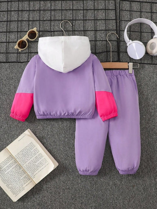 Baby 2 Piece Hooded Windbreaker Jacket And Pants Set