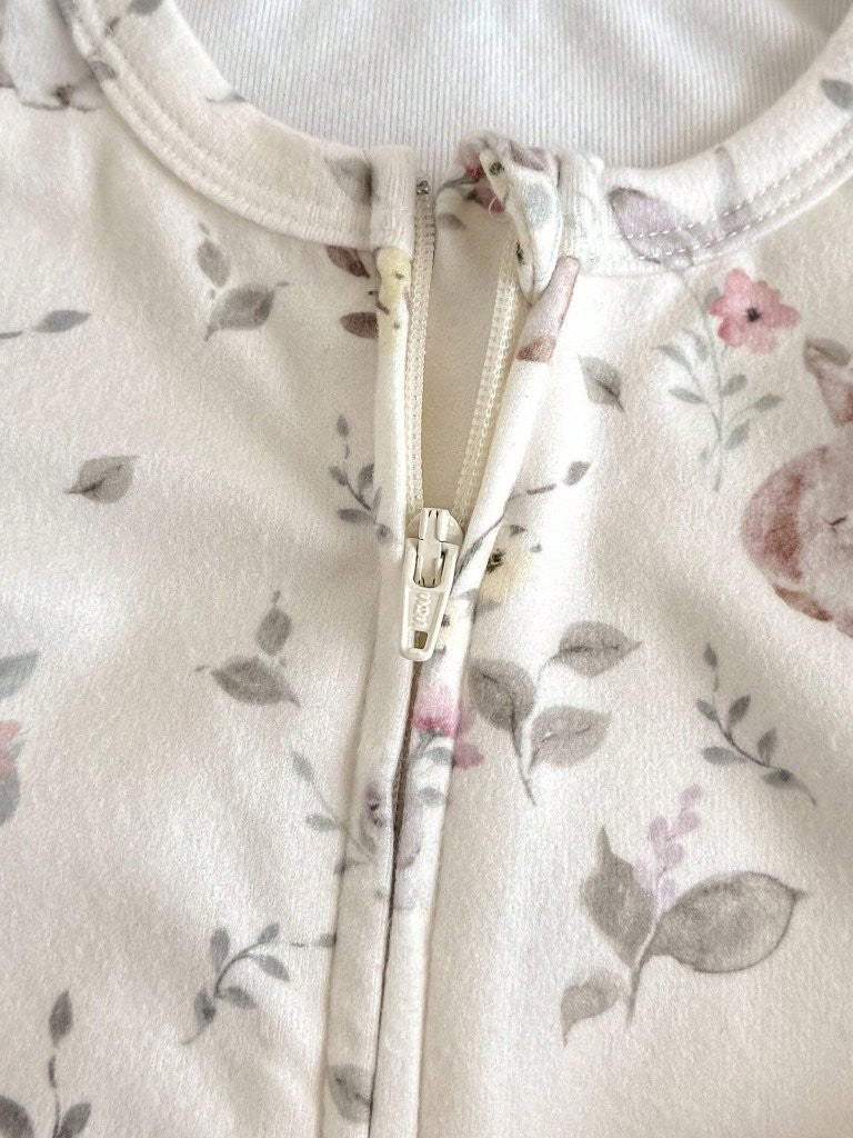 Baby Bunny Print Zip Up Jumpsuit