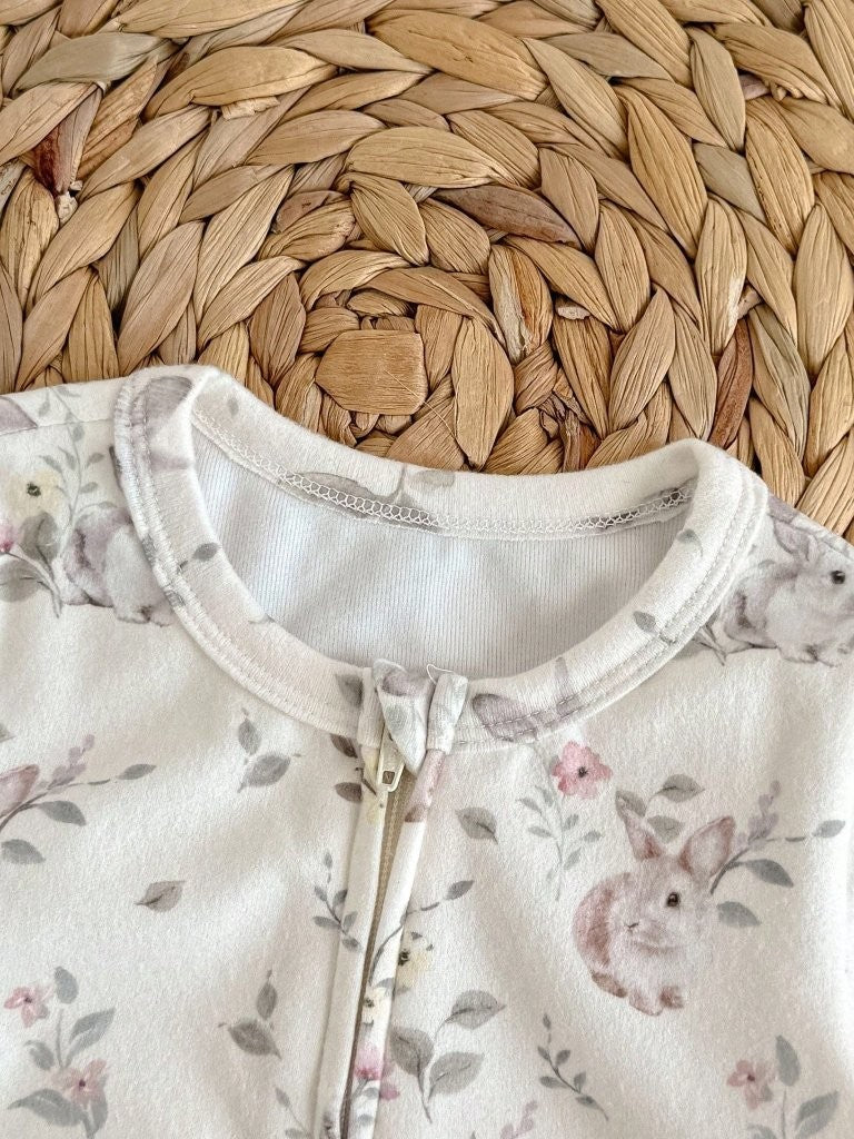 Baby Bunny Print Zip Up Jumpsuit