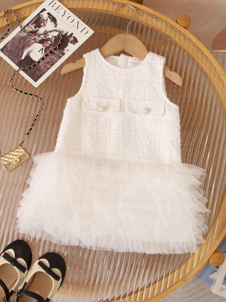 Baby Elegant Tweed Mesh Dress