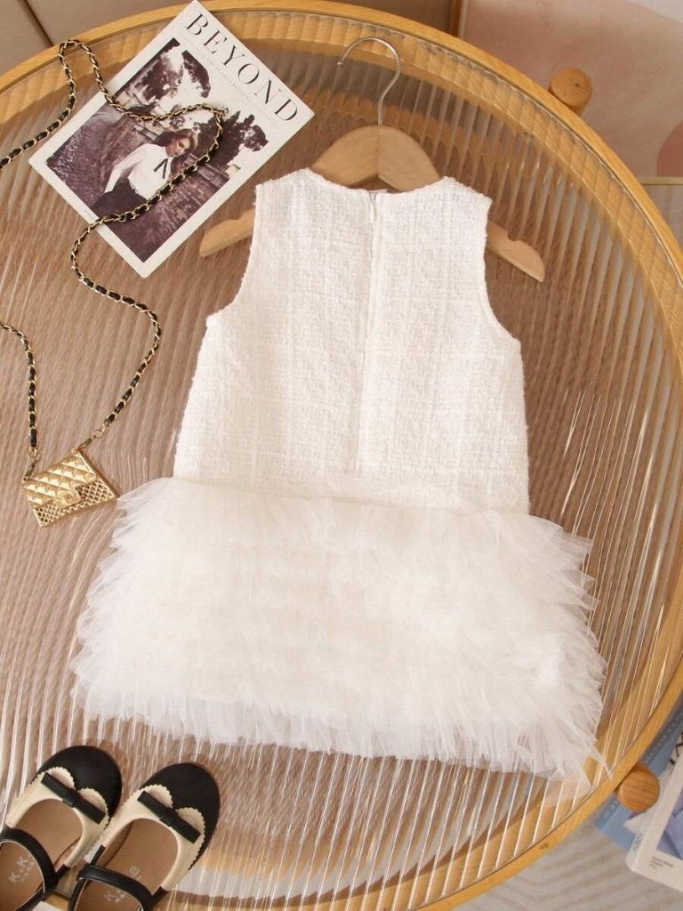 Baby Elegant Tweed Mesh Dress