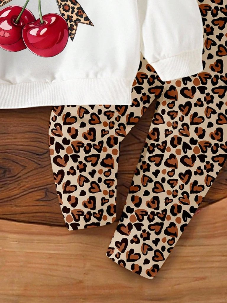 Baby 2 Piece Cherry Bow Sweatshirt And Pants Set