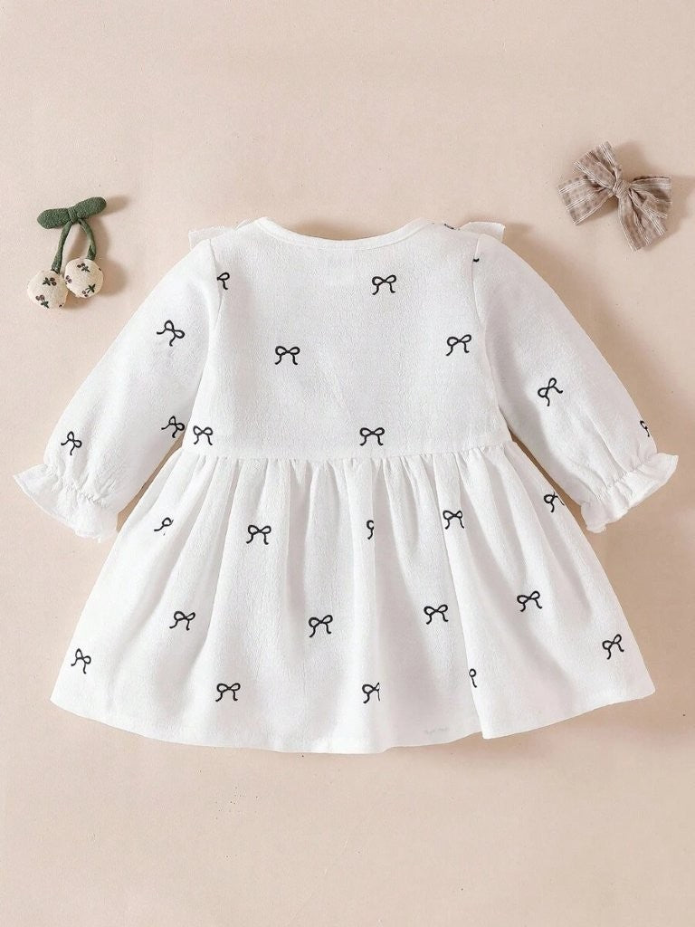 Baby Bow Pattern Black Double Bow Dress