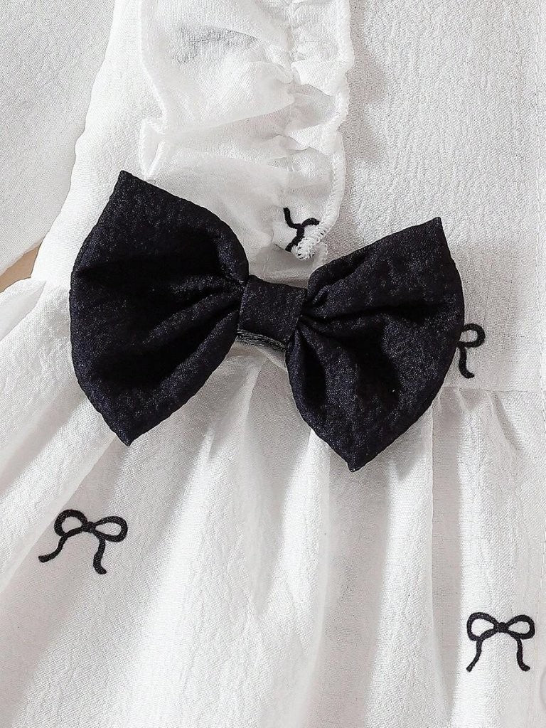 Baby Bow Pattern Black Double Bow Dress