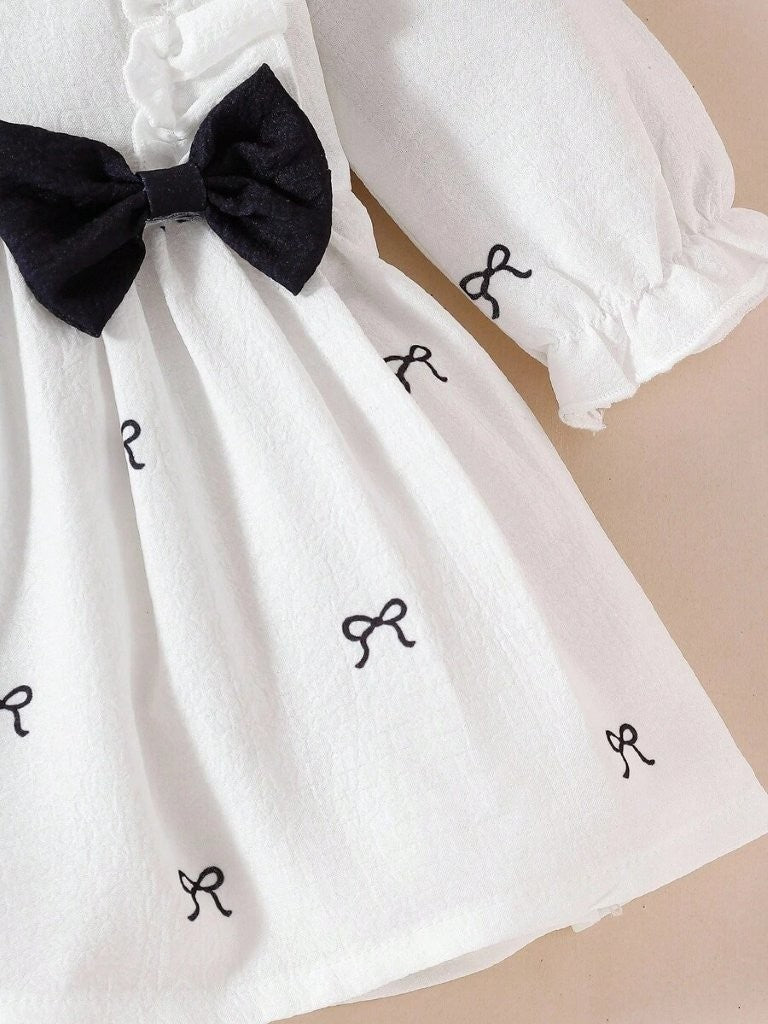 Baby Bow Pattern Black Double Bow Dress