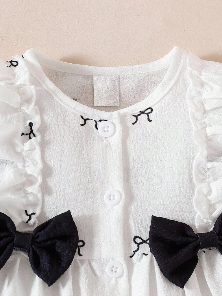 Baby Bow Pattern Black Double Bow Dress