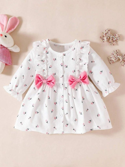 Baby Daisy Flower Pattern Double Bow Dress