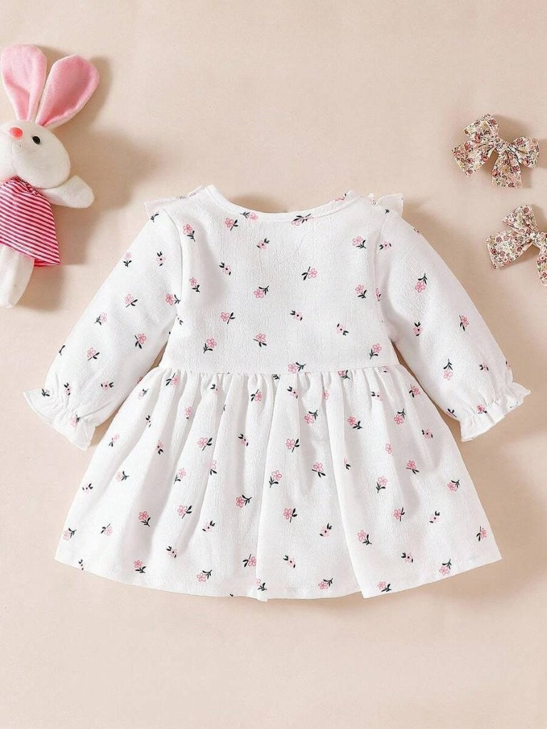 Baby Daisy Flower Pattern Double Bow Dress