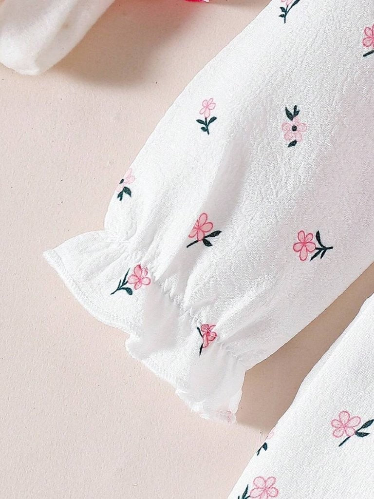 Baby Daisy Flower Pattern Double Bow Dress