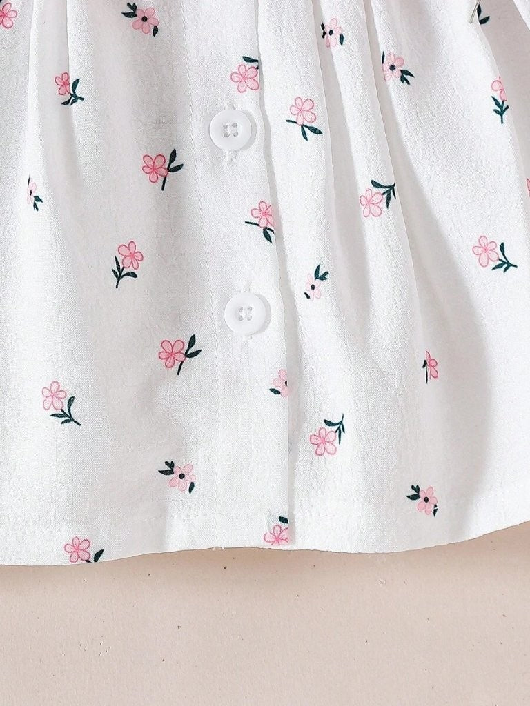 Baby Daisy Flower Pattern Double Bow Dress