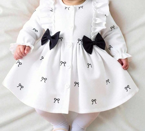 Baby Bow Pattern Black Double Bow Dress
