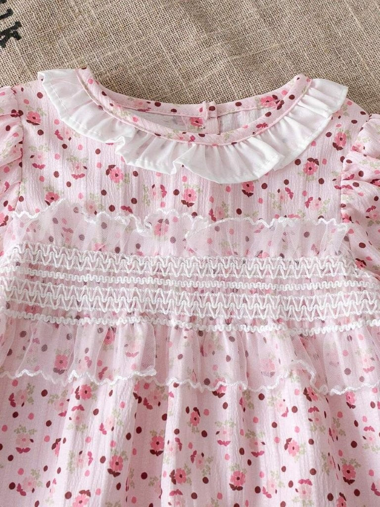 Baby 3 Piece Spring Flower Pattern Top With Leggings Set