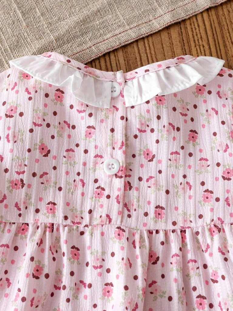 Baby 3 Piece Spring Flower Pattern Top With Leggings Set