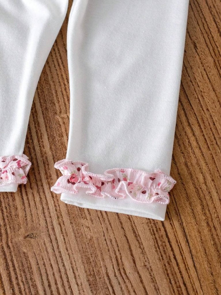 Baby 3 Piece Spring Flower Pattern Top With Leggings Set