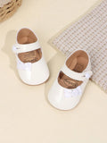 Baby White Shiny Hook And Loop Shoes