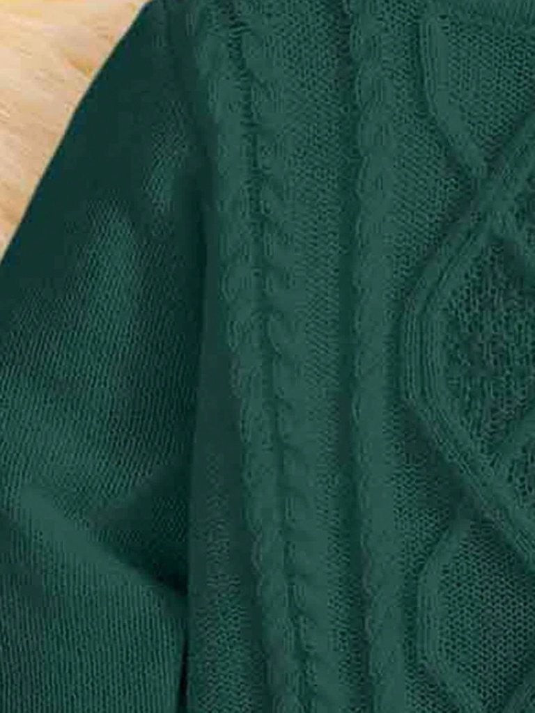 Baby High Neck Textured Knitted Pullover Green