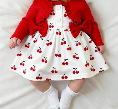 Baby Cherry Double Bow Dress With Headband