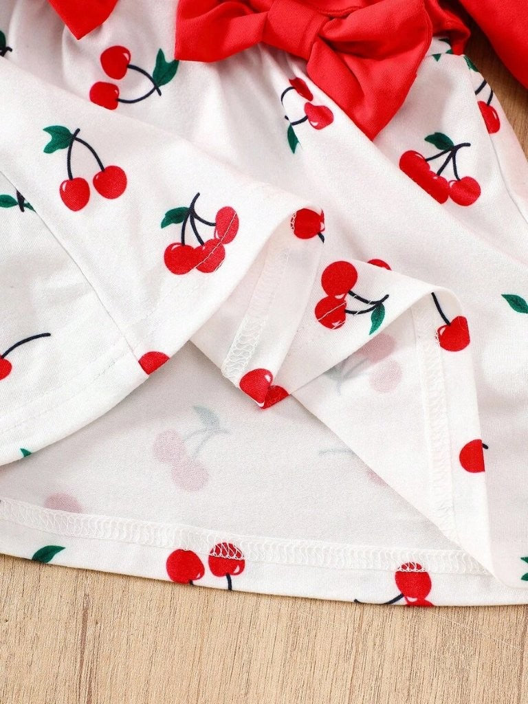 Baby Cherry Double Bow Dress With Headband
