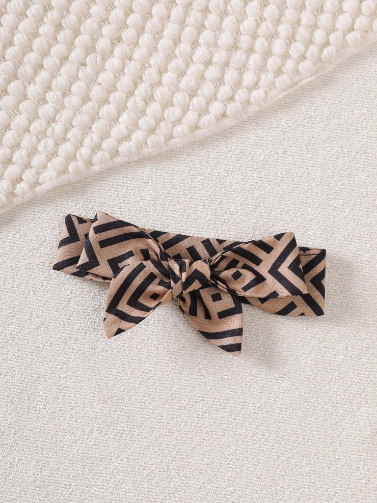 Baby Geometric Print Bodysuit Dress With Headband