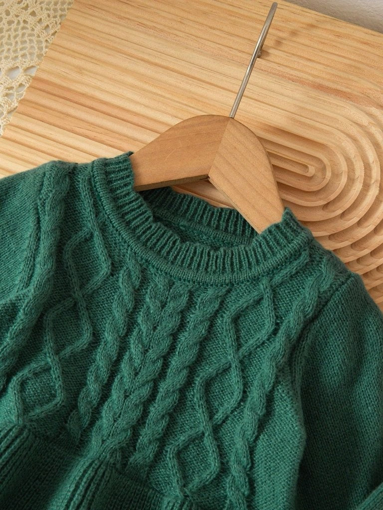 Baby Dark Green Knitted Long Sleeve Dress