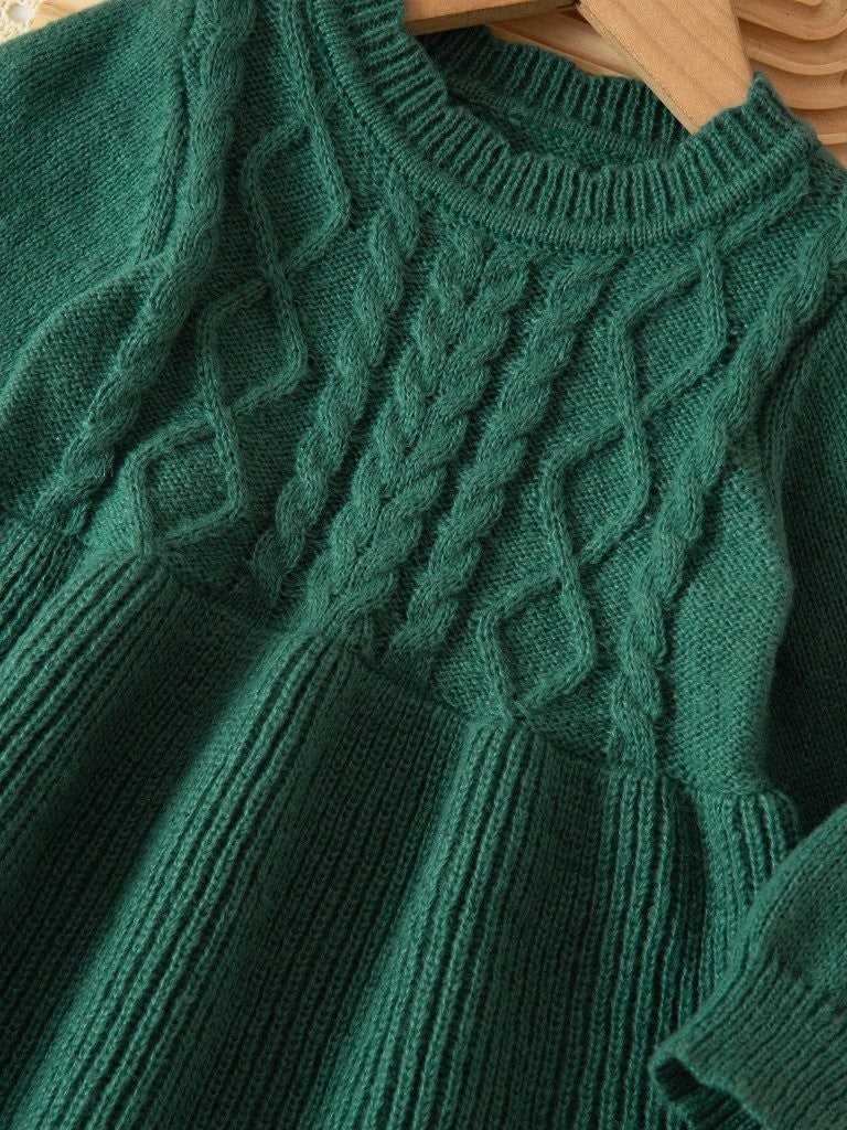 Baby Dark Green Knitted Long Sleeve Dress