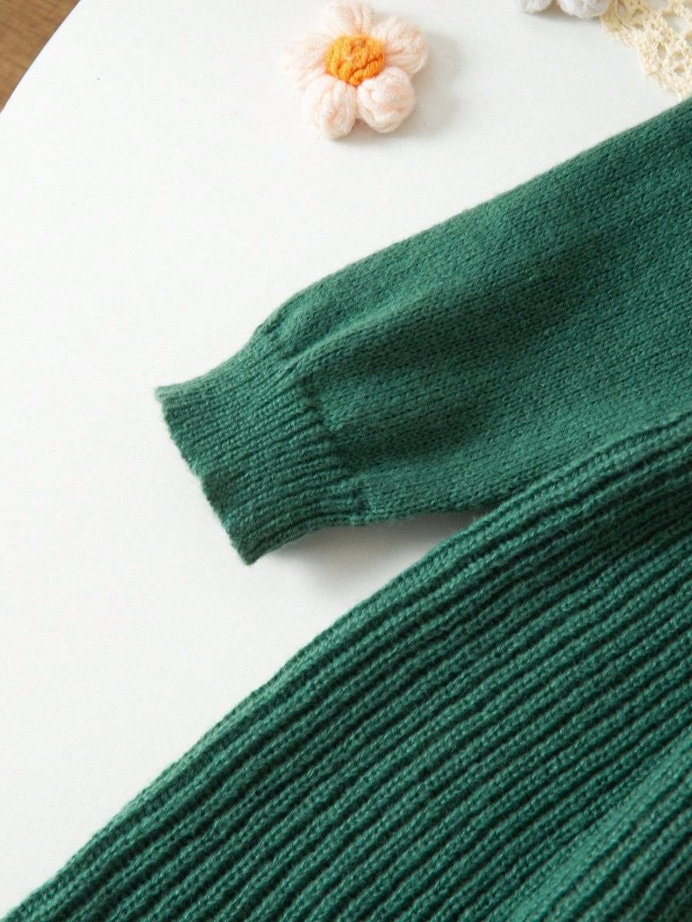 Baby Dark Green Knitted Long Sleeve Dress
