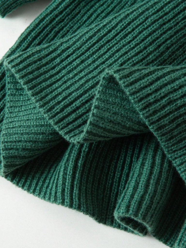 Baby Dark Green Knitted Long Sleeve Dress