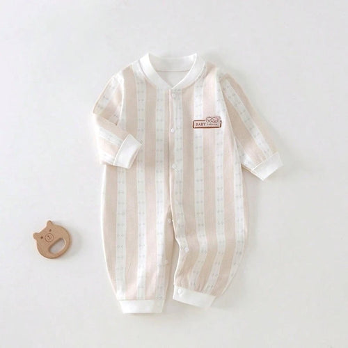 Baby Apricot Stripe Button Up Jumpsuit