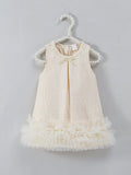 Baby Elegant Tweed Mesh Dress Apricot