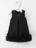Baby Elegant Tweed Mesh Dress Black
