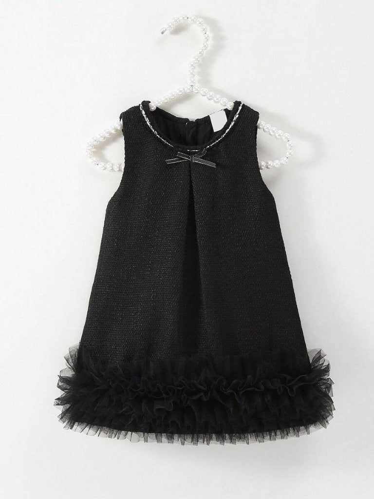 Baby Elegant Tweed Mesh Dress Black
